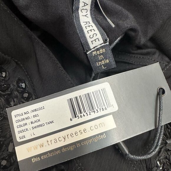 Plenty Tracy Reese Black Chiffon Beaded  babydoll Top Whimsigoth Fairy Y2k Retro - Picture 10 of 10